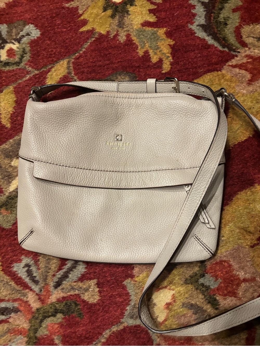 kate spade Pebbled Leather Crossbody in Light Gray